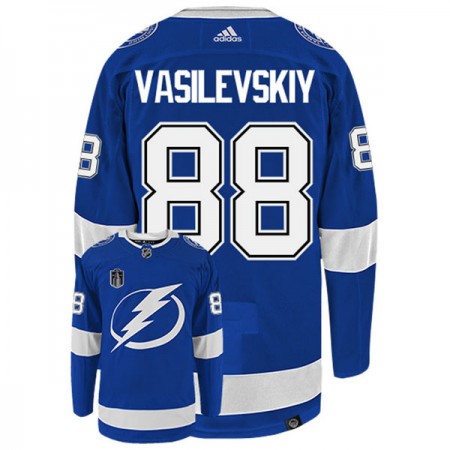 Män Ishockey Tampa Bay Lightning tröja Andrei Vasilevskiy 88 Adidas Stanley Cup 2022 Blå Authentic